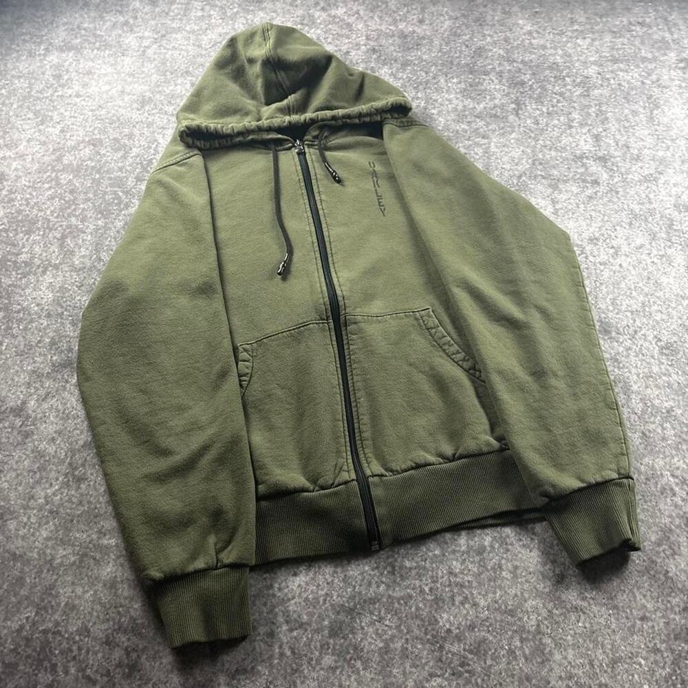 Oakley Men’s L Olive Green Full Zip Hoodie Camo Back Graphic Gorpcore Y2K